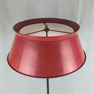 Red Metal Tole Lamp Shade Large 15 In Base 5 In Height Toleware READ DESCRIPTION